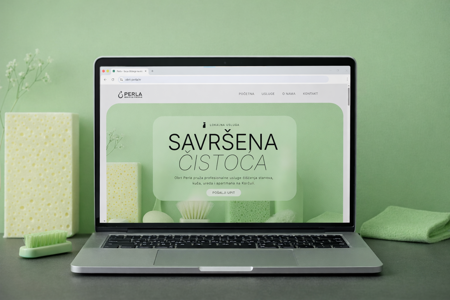 Web stranica Obrt Perla za lokalni servis čišćenja